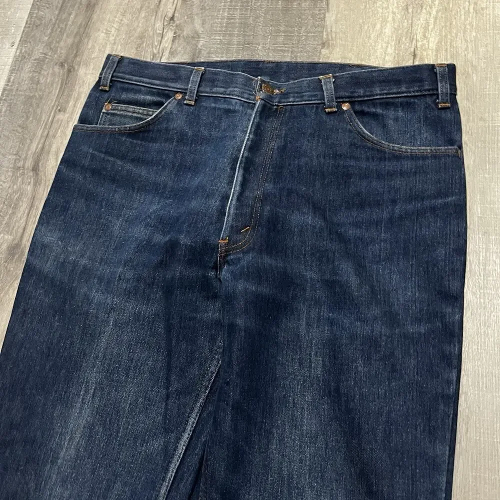 VTG Levis Bootcut Jeans Mens 38x34 Red Fleece Lined Dark Wash 39103 2517 USA